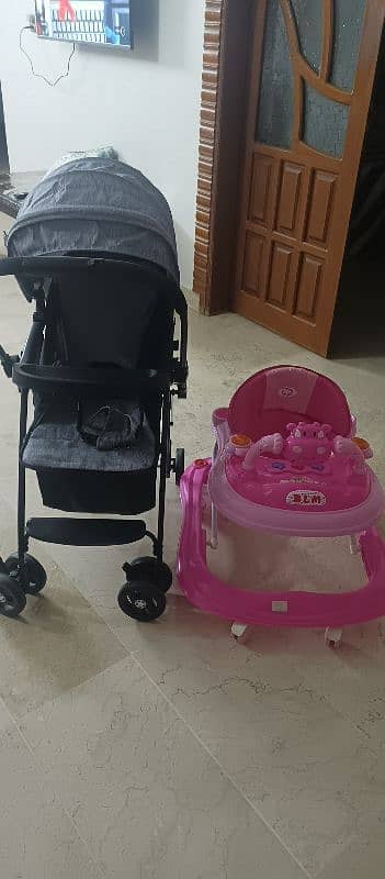 stroller and walker from bacha party ( 3 months used) 1