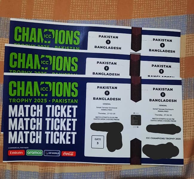 Pakistan vs Banglasesh 27th Feb 3 tickets available. 0