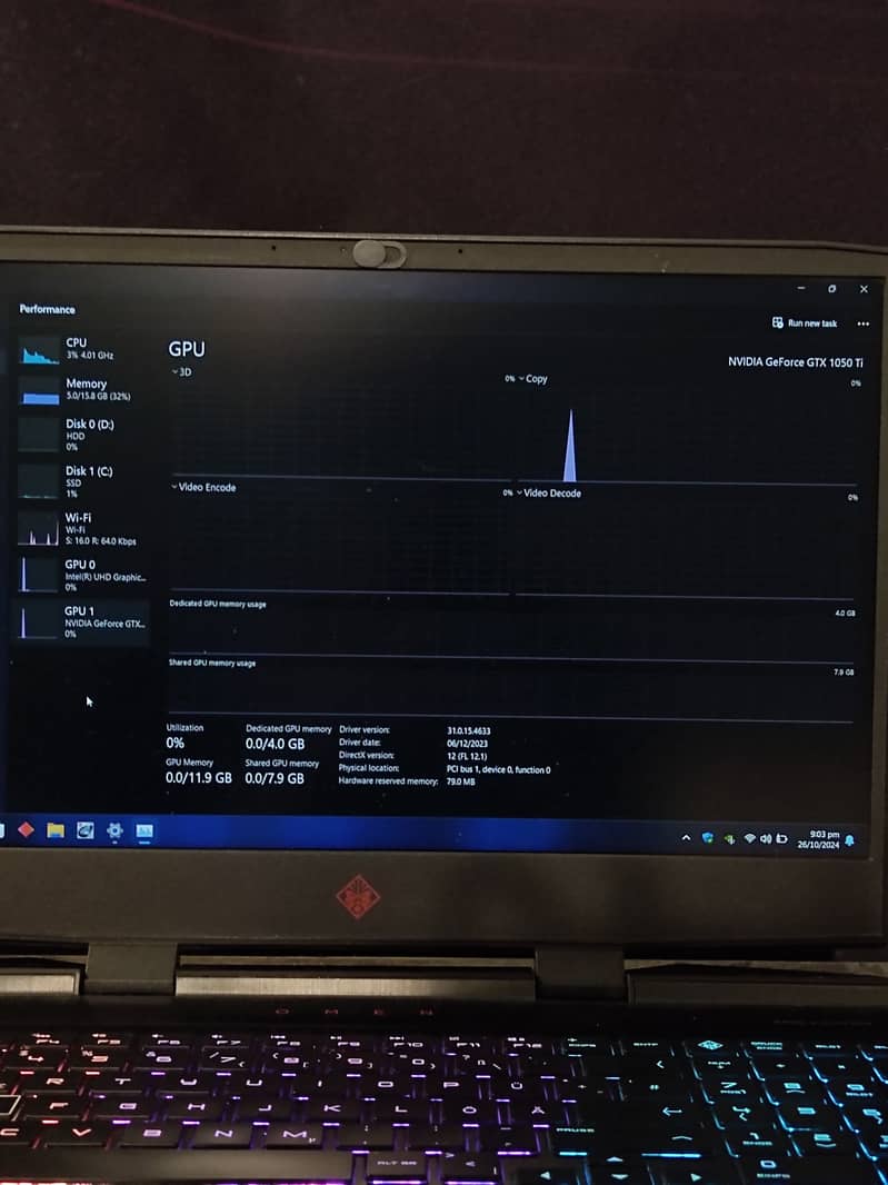 HP Omen 15 Gaming Laptop - i7 8th Gen & GTX 1050Ti 4