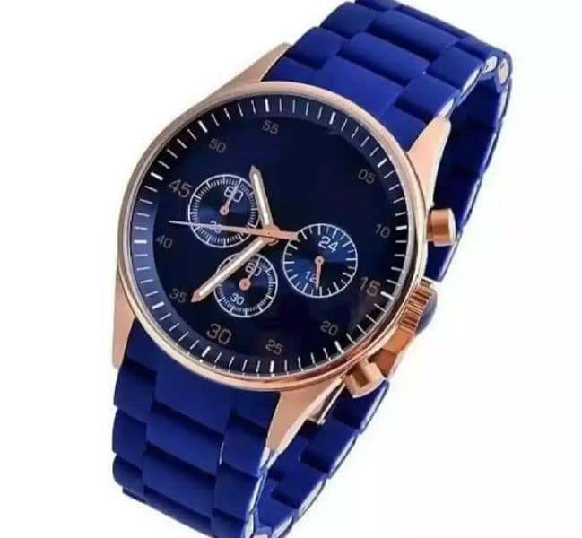 Men' Round Stainless Steel Chain Watch -1Pc Black, Blue, Brown or Grey 3