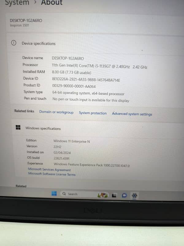 Dell Inspiron 3501 i5 11th Gen 10