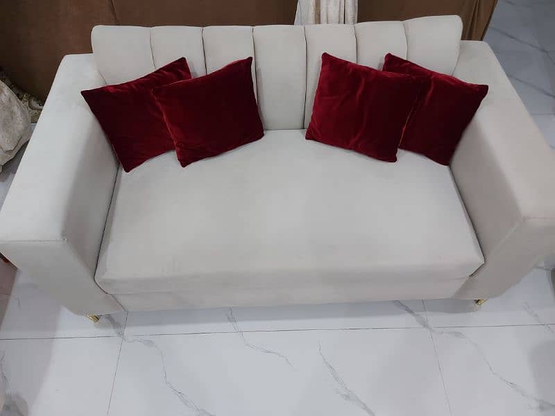 Designer 2 seater sofa with brass finished feet 3