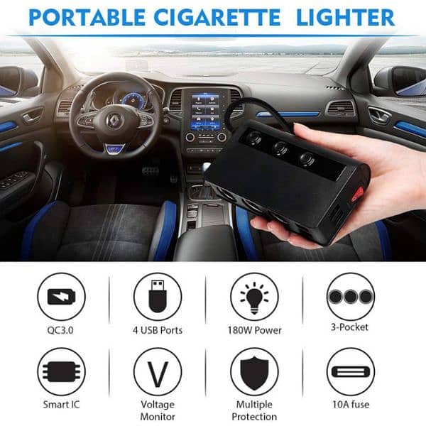 TR24 3 In 1 Car Cigarette Lighter Independent Switch Charger(Black) 4