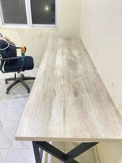 Office Wooden Table in Iron Frame