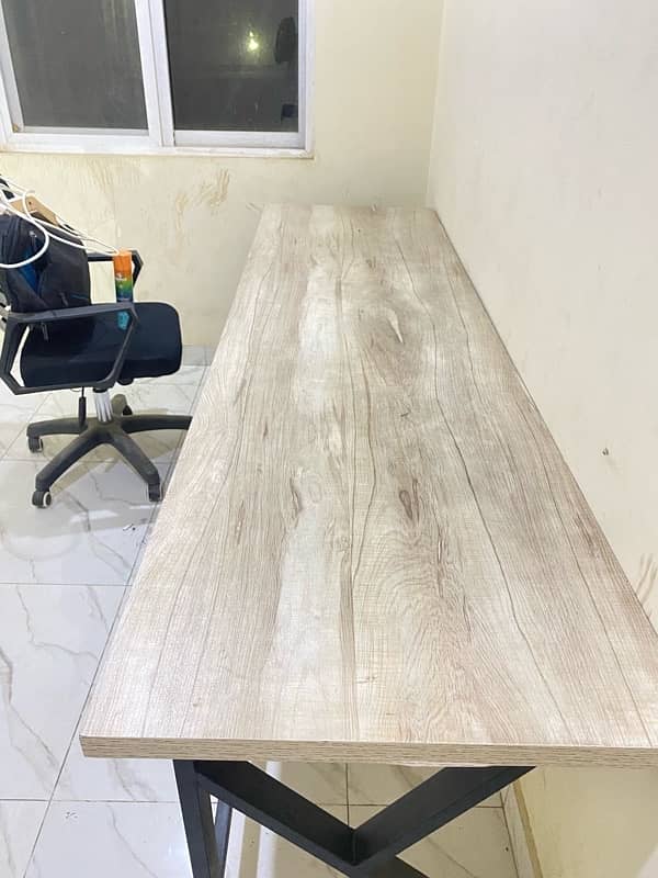 Office Wooden Table in Iron Frame 0