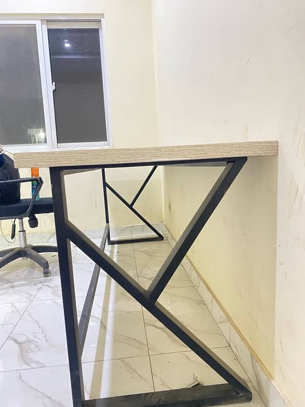 Office Wooden Table in Iron Frame 2