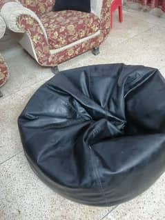 Premium Black Leather - Bean Bag