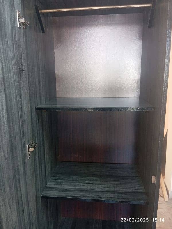 Best quality wooden wardrobe with channel drawer and smooth tyres. 5