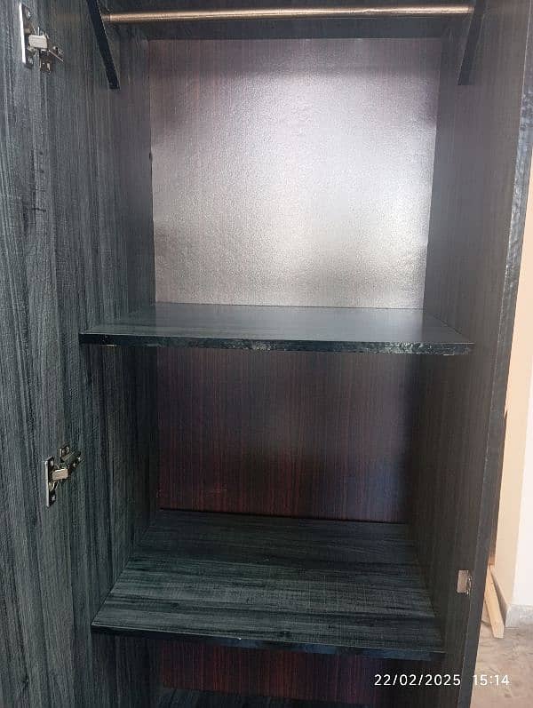 Best quality wooden wardrobe with channel drawer and smooth tyres. 7