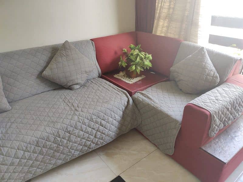 5 seater L shape Sofa with teal colour cover 3