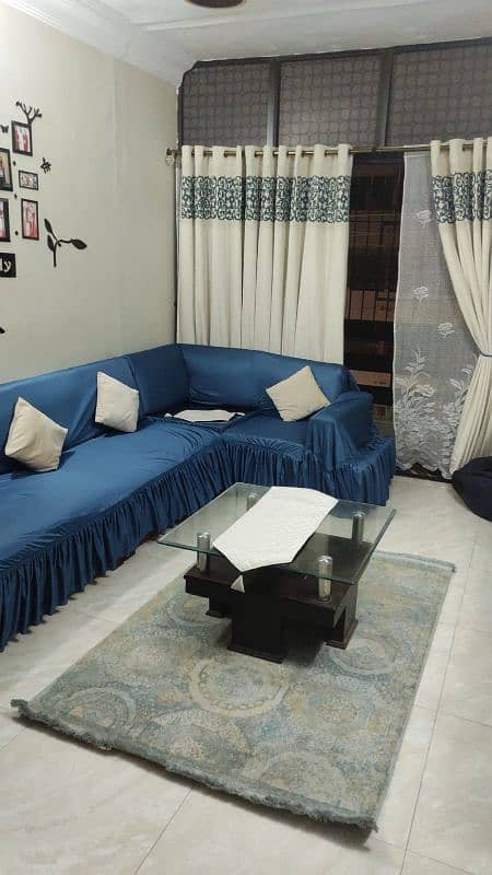 5 seater L shape Sofa with teal colour cover 6