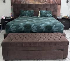 Bed set with sitting and dressing