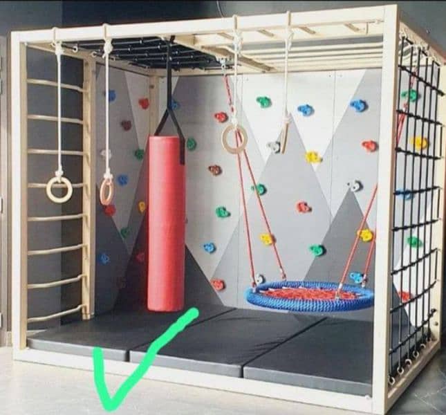 jungle gym and it's activities like climbing holds etc available 15