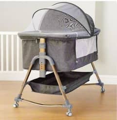 Newborn baby bassinet with cradle, wheel, Mostique net (Grey)