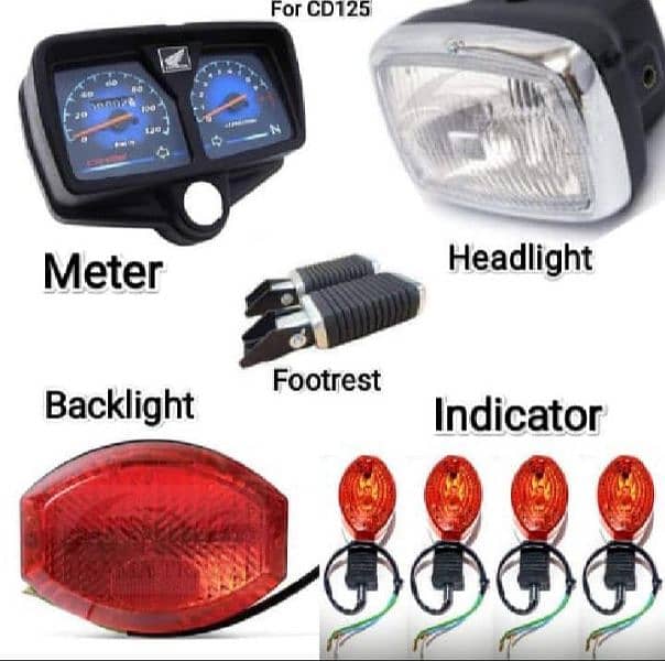 CD 70 Headlight , Backlight , Indicators and Footrest all parts set 1