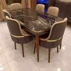 10 seater dining table set/marble top table/chairs/luxury dining set