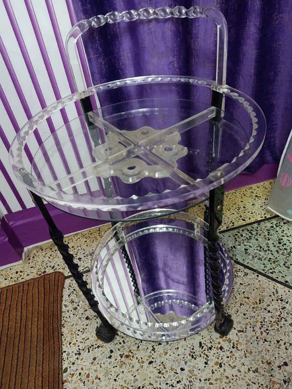 Acrylic and glass tea trolley 0