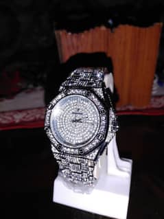 FULLY ICED SILVER WATCH