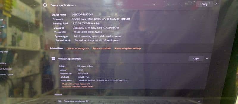 Lenovo 8th Gen Core i5, 8GB RAM, 256GB SSD 9