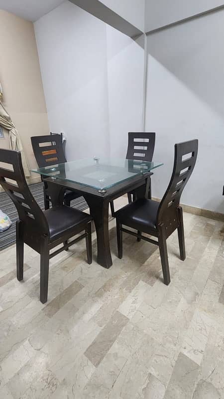 Glass top Dining table with 4 chairs 0