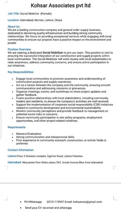 Job for Social Mobilizer