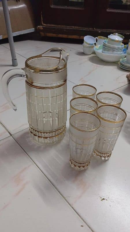 jug glass and fruit set 5