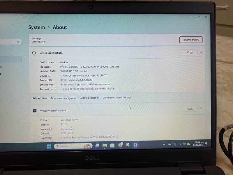 Dell latitude 3510 Core i5, 10th generation 7