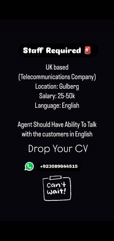 we are hiring in customer services department 0