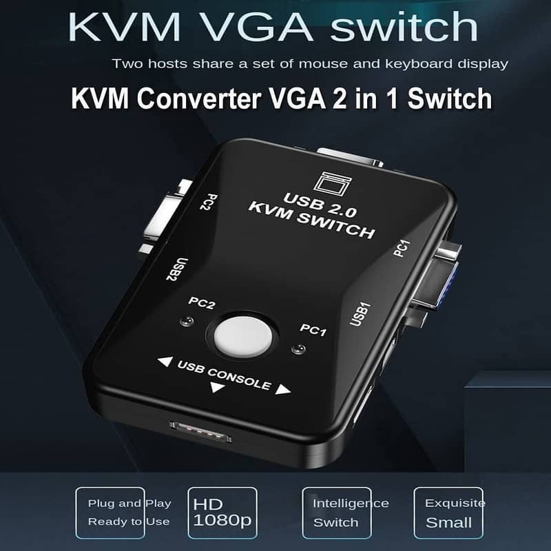 HDMI 4K VGA 1080p KVM Switch USB Mouse Keyboard  for 2/4 Computer 2