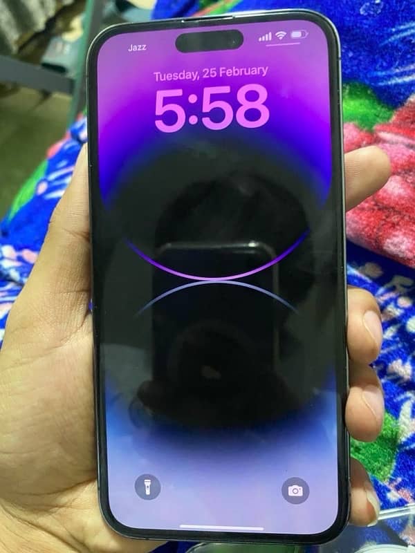 i phone 14 pro max non pta 3.5 month sim time 03074410998 deep purple 6