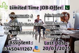 Job Offer For All Pakistan Limited time For applying