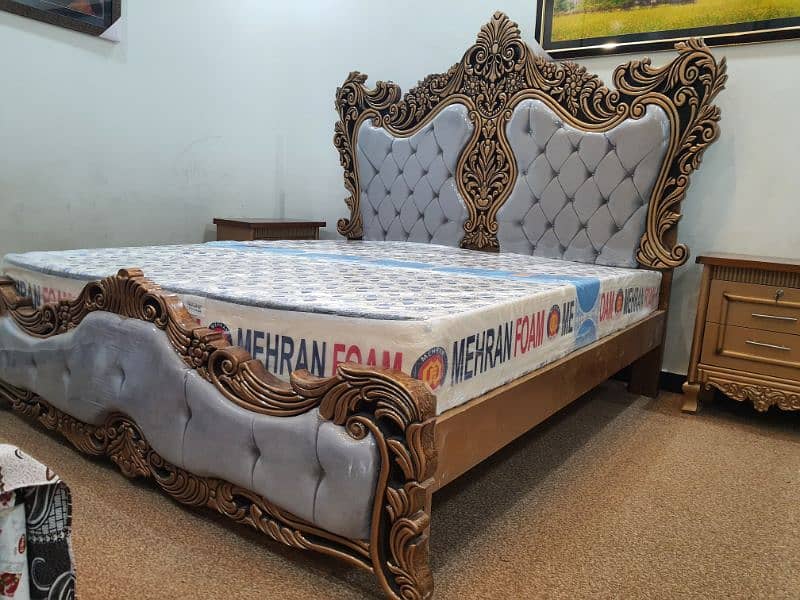 Carving Bed set new Not used king size Without mattris cinyoti style 1