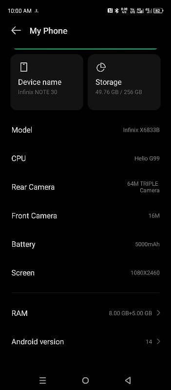 infinix note 30 8gb ram 256 gb mamory 6