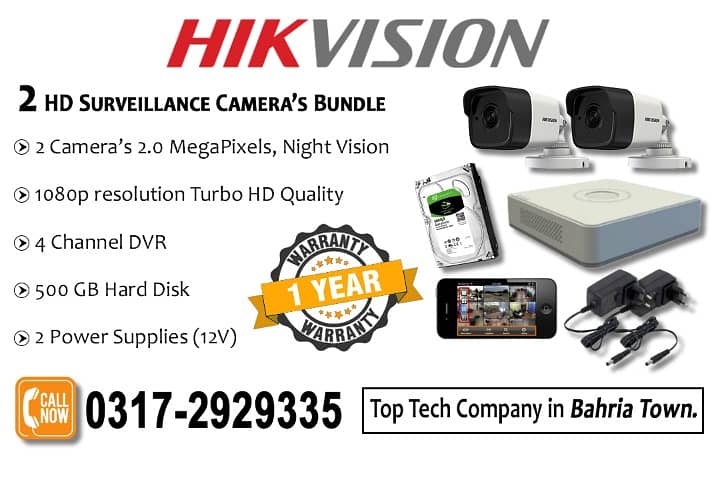 2 CCTV Cameras 2mp Bundle Brand HIKVision 0