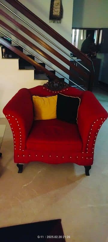 7 seater luxurious velvet red sofa set 2