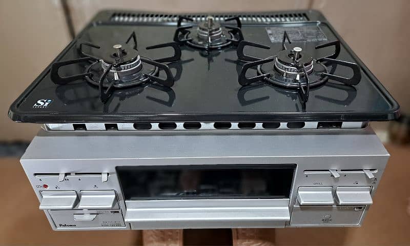 japani 3burner dubble grill timer marbal pitting gas stove model 2023 0