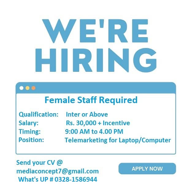 Hire female staff for a telemarketing role 0