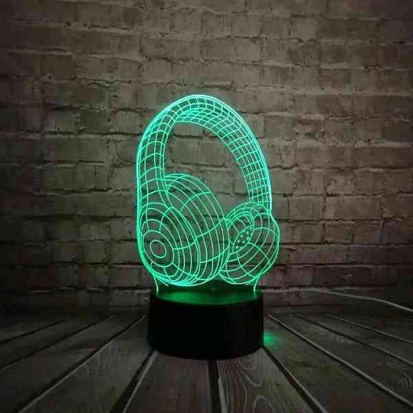 Jeadphones shape 3d illusion Lamp 0