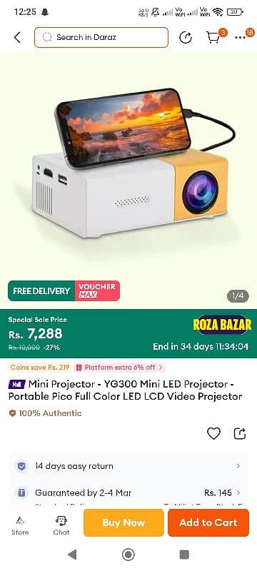 LED Projector Mini - YG300 100" 1