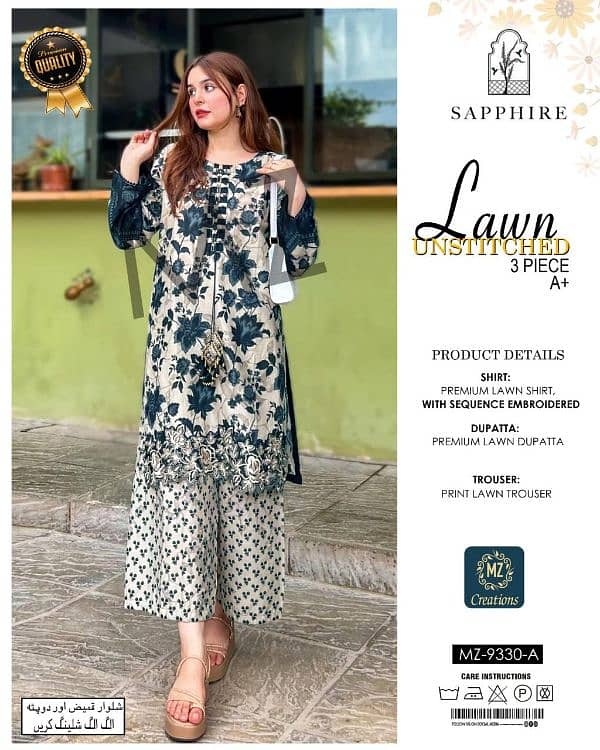 Unstitched*(Lawn Opening 2025)*  *Lawn 3pc Collection 9