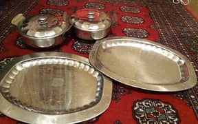 steel rice dishes and serving bowls with lid covers