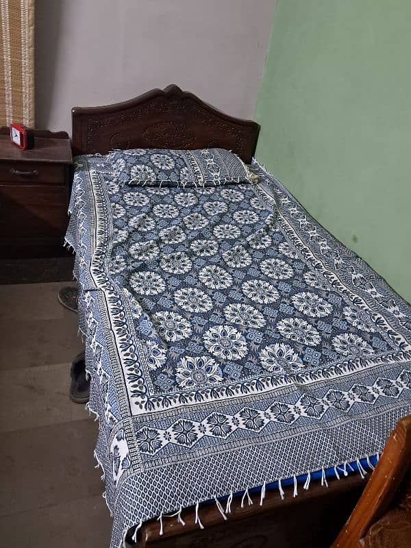 2 Single Bed with a side table Good Condition 0