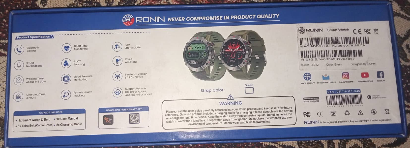 Ronin R-012 Smart Watch 10/10 Excellent Condition 10