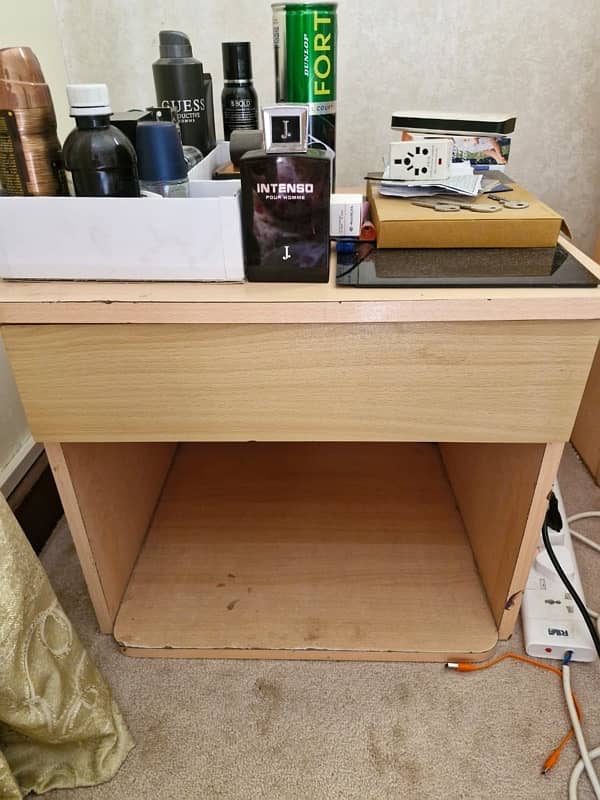 single wooden bed with side table 3