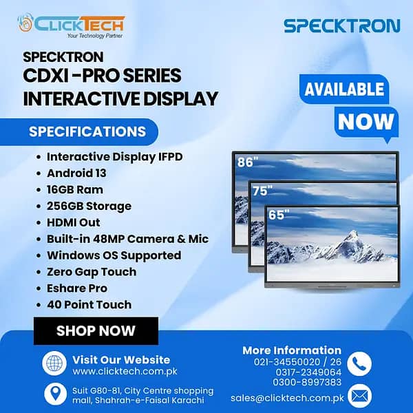 Specktron Interactive Touch Screen| Smart Board LED | Smart Class Roo 1