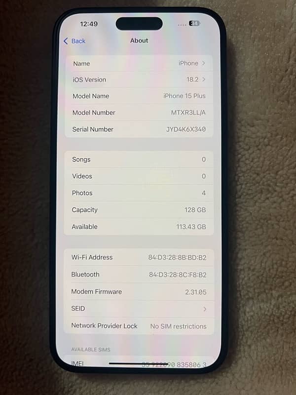 Iphone 15 plus LLA 128gb 3