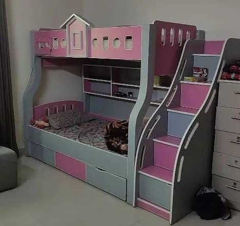 Kids Bunker Bed | Pillar Bed | Triple Bed | 2 Mattress Included 1