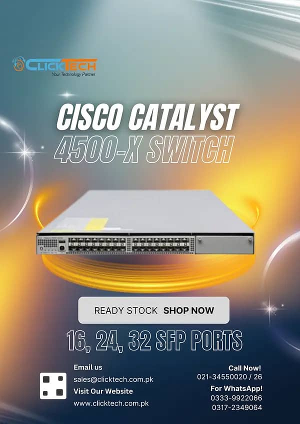 Cisco Catalyst 4500-X Switch, 16,24,32 All SFP Ports Available 4