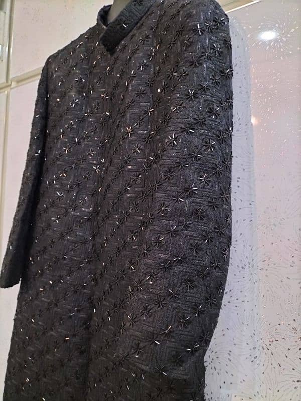 black color hand made sherwani and just 1 time use only 1