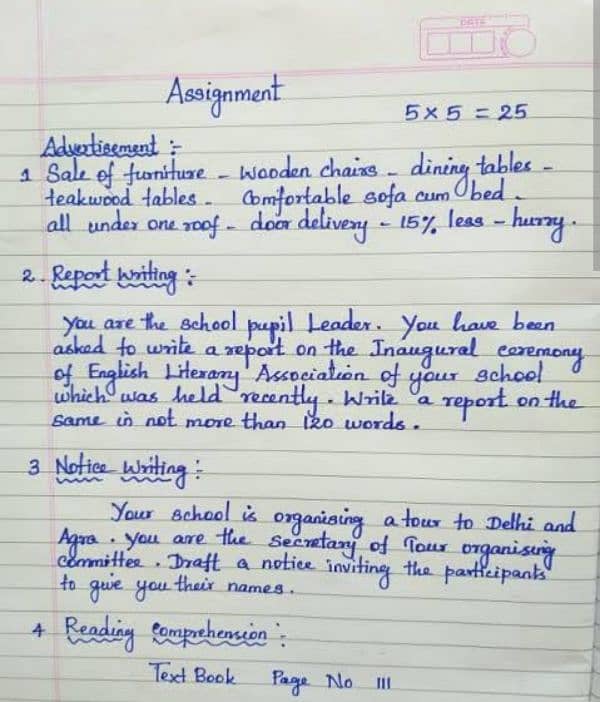 Handwriting Assignment work 1